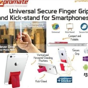 Promate Gripmate Universal Smartphone Finger Grip and Kickstand Maroon
