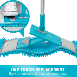 Kleaner Microfiber Extendable Flat Mop Blue