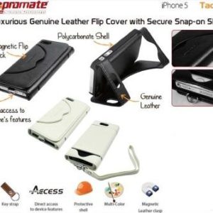 Promate White Tacca iPhone 5 Luxurious Genuine Leather Flip Cover