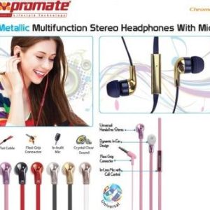 Promate Chrome Metallic Multifunction Stereo Headphones