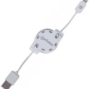 Manhattan iLynk Lightning Cable Retractable 1m White