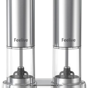 Feelive Rechargeable Pepper And Salt Grinder 2 Set With Stand