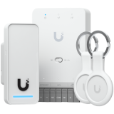 Ubiquity UA-G3-SK all-in-one kit for UniFi Access, designed to manage a single door with one reader. Supports seamless setup and Apple Touch Pass for modern, secure access control, Door Hub Mini, G3 Reader, 2x Pocket Keyfobs