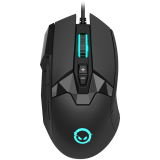 LORGAR Stricter 579, gaming mouse, 9 programmable buttons, Pixart PMW3336 sensor, DPI up to 12 000, 50 million clicks buttons lifespan, 2 switches, built-in display, 1.8m USB soft silicone cable, Matt UV coating with glossy parts and RGB lights with 4 LED flowing modes, size: 131*72*41mm, 0.127kg, black