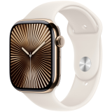 Apple Watch Series 10 GPS + Cellular 46mm Gold Titanium Case with Starlight Sport Band - S/M,Model A3003