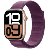 Apple Watch Series 10 GPS + Cellular 46mm Rose Gold Aluminium Case with Plum Sport Loop,Model A3003