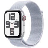 Apple Watch SE GPS + Cellular 44mm Silver Aluminium Case with Blue Cloud Sport Loop,Model A2724