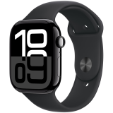 Apple Watch Series 10 GPS + Cellular 46mm Jet Black Aluminium Case with Black Sport Band - M/L,Model A3003
