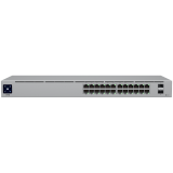 Ubiquiti USW-24-POE Gigabit Layer 2 switch with twenty-four Gigabit Ethernet ports including sixteen auto-sensing 802.3at PoE+ ports, and two SFP ports